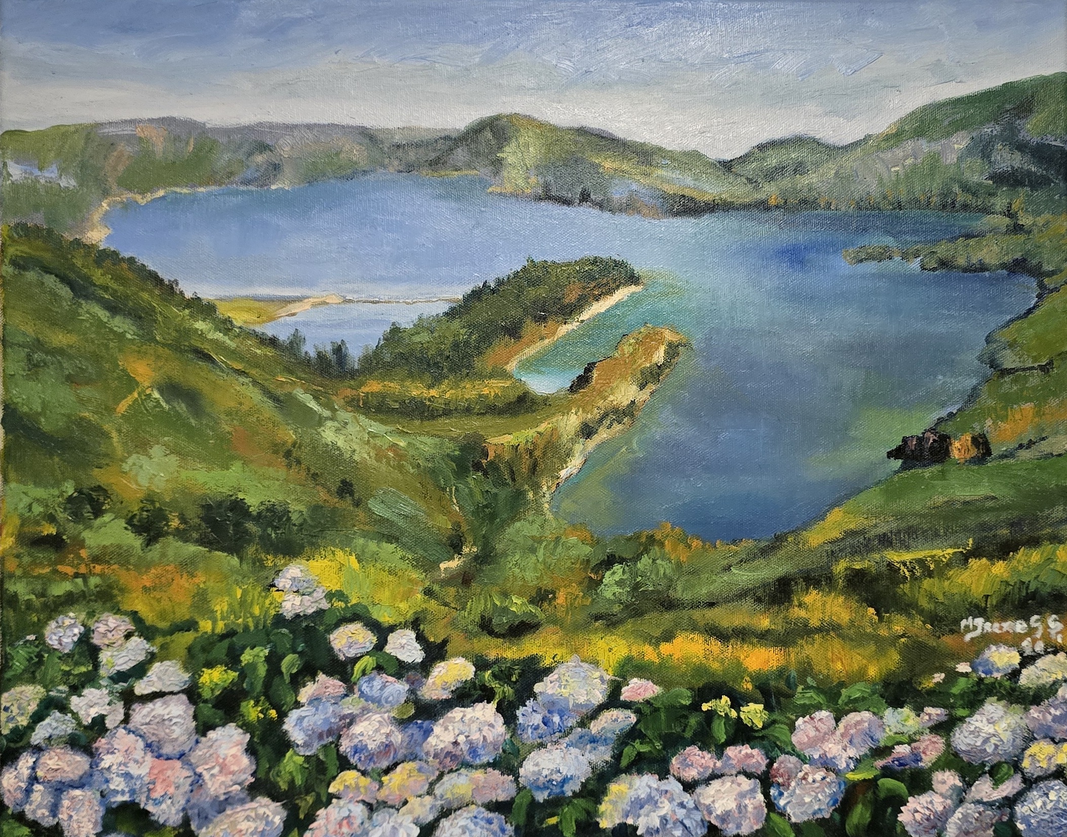 HORTÊNSIAS JUNTO À LAGOA